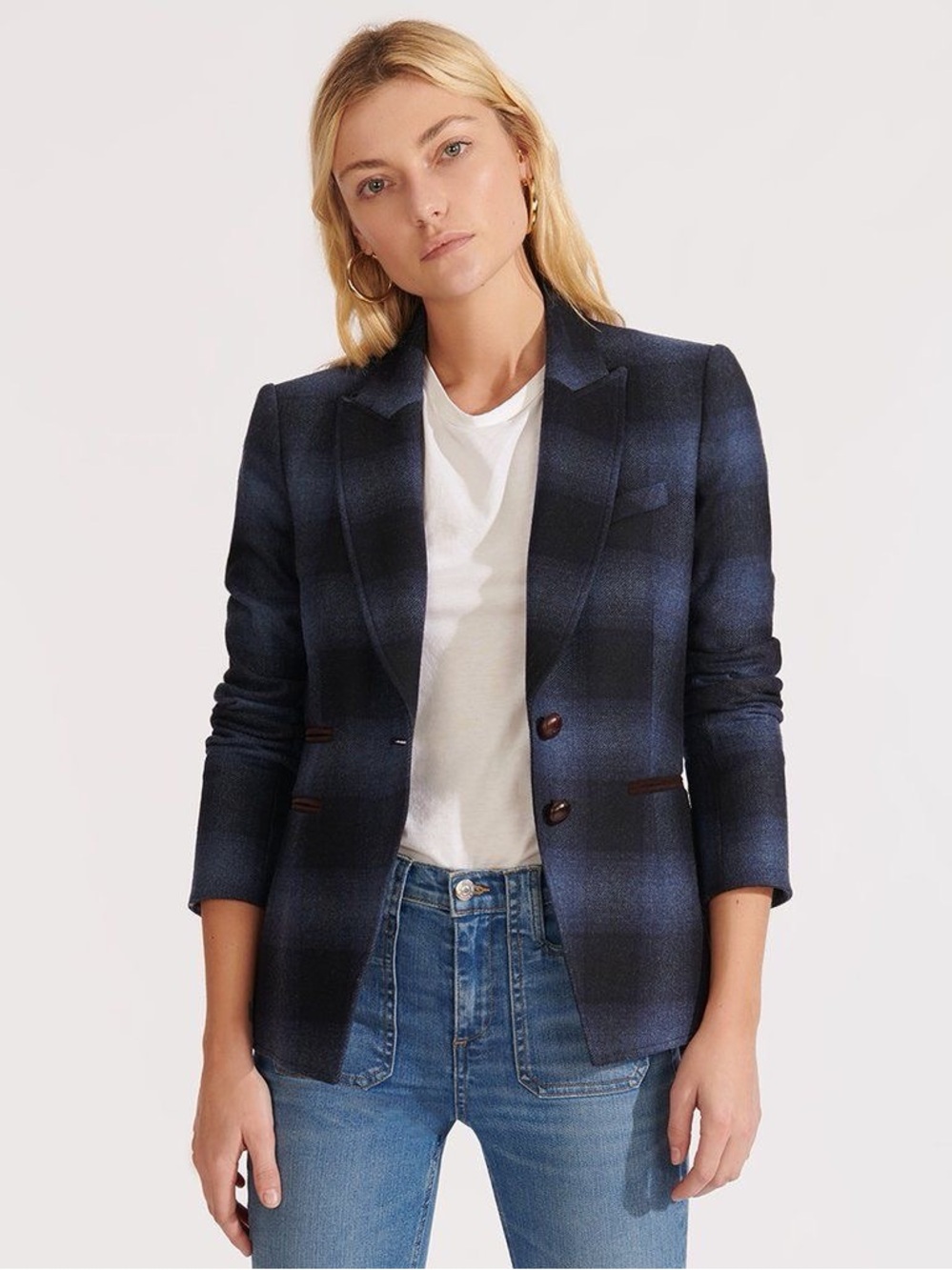 Veronica Beard Hudson Blue Plaid Dickey Jacket Blazer Size 12 NWOT